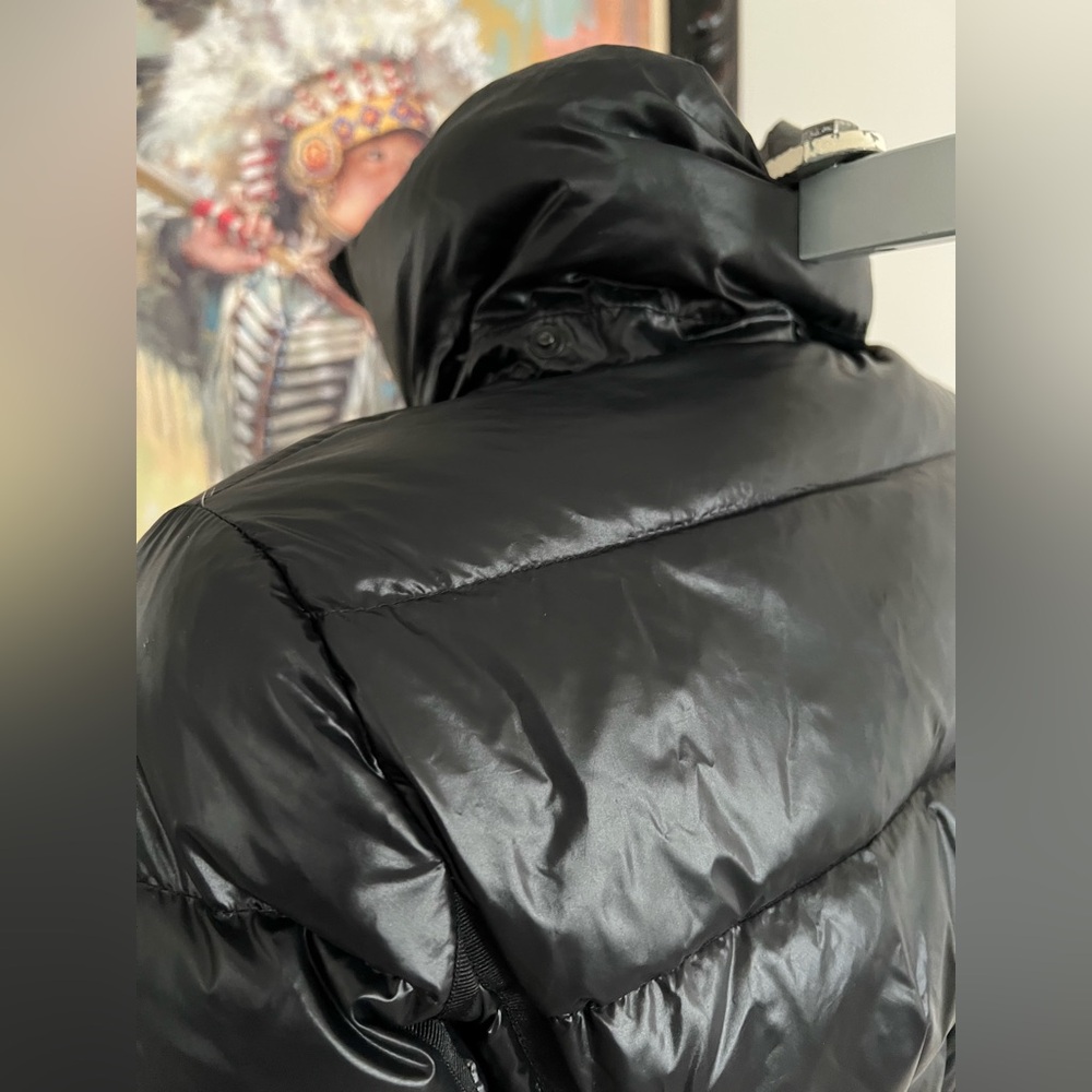 BCBGMaxAzria Long Black Quilted Down & Feather Puffer Coat – Sleek & Polished - Picture 12 of 16